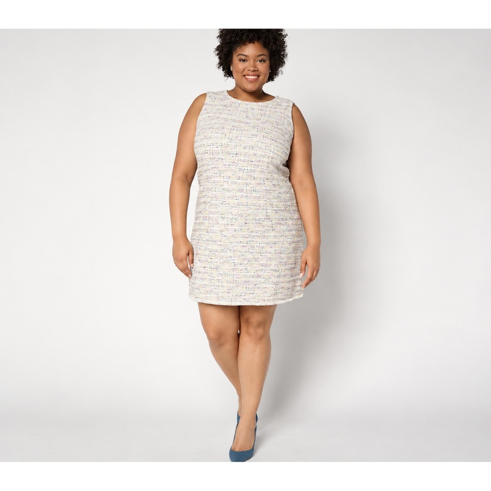 Belle by Kim Gravel Petite Class & Sass Spring Tweed Dress Natural,Petite X-Larg
